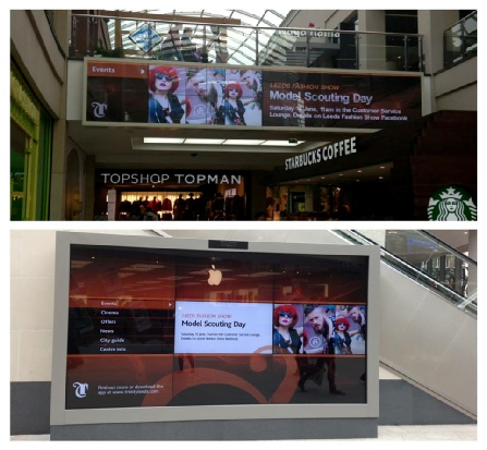 Campagin Images on the Screens in the Trinity Leeds Shopping centre Copyright Voir fashion 